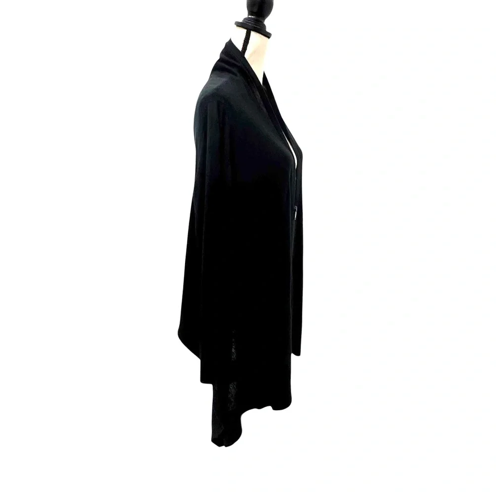 DKNY BLACK SILK CASHMERE HIGH LOW V NECK ZIP FRONT CARDIGAN COZY